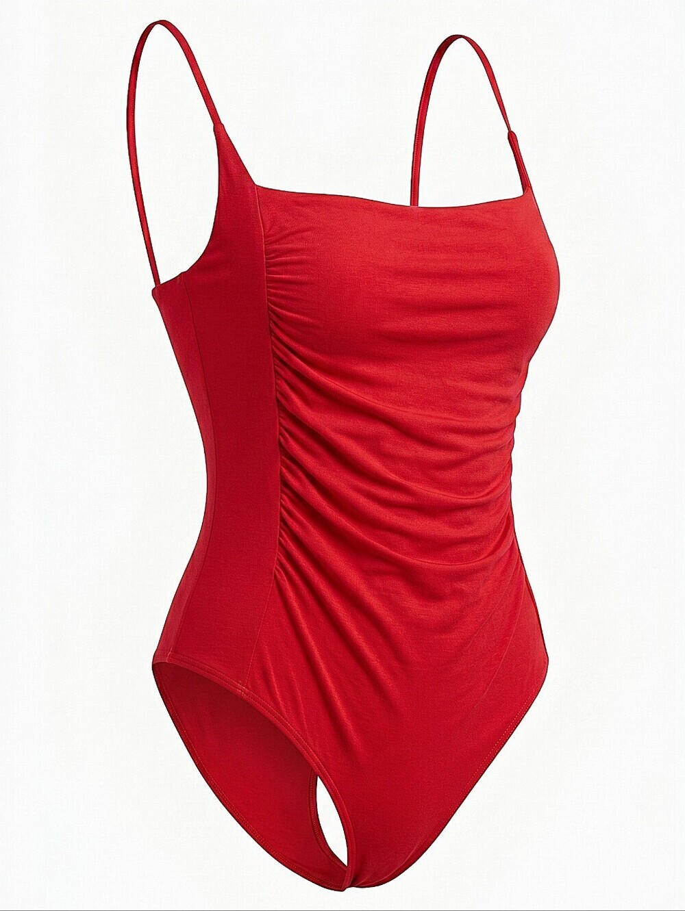 NWT! Lush Bright Red Gathered Bodysuit